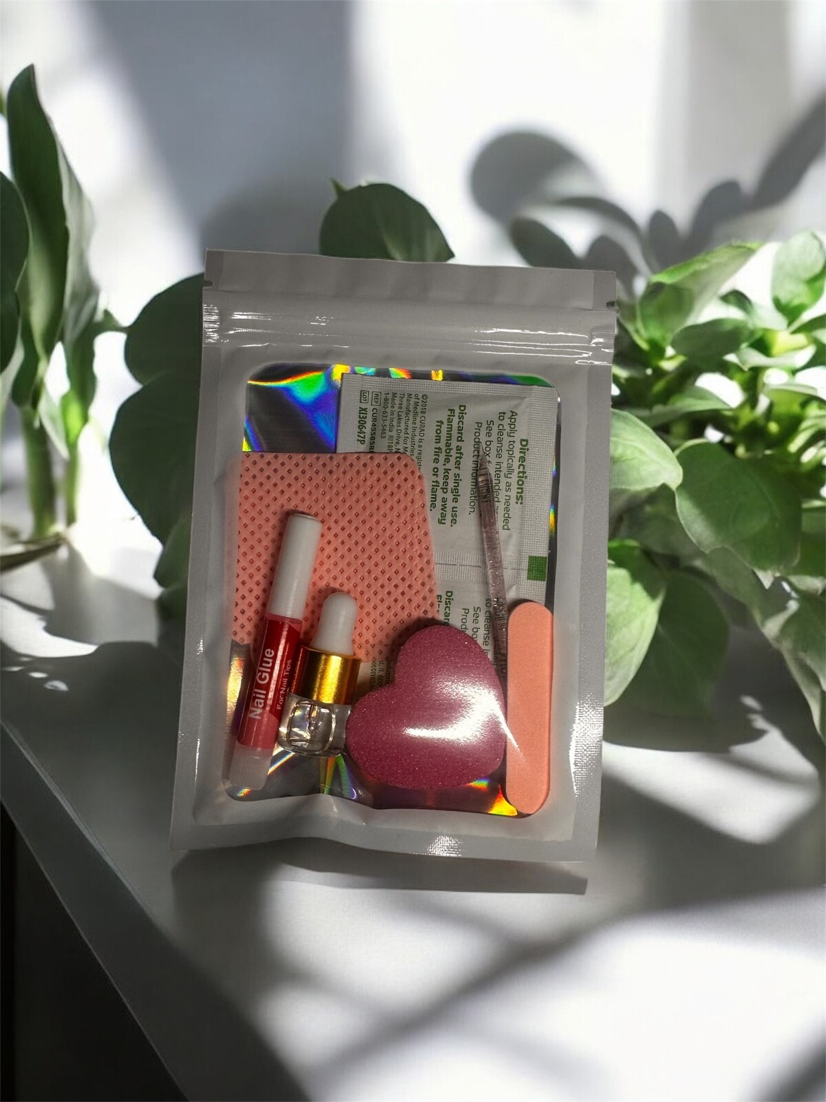 Custom press-on nails, handmade by a professional manicurist and spa gift kit.