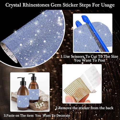 Bling Self Adhesive Rhinestones Sticker Glitter Gem Stickers Light Blue