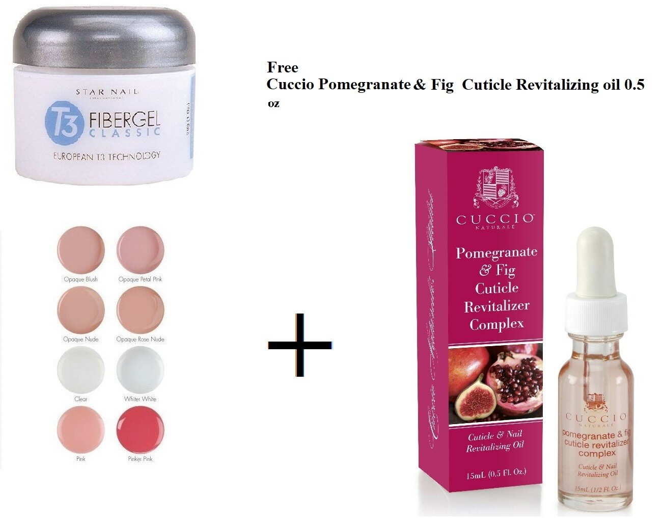 Star Nail T3 Fiber Gel Classic Gel+ Pomegranate & FIG Revitalizing oil 0.5 oz