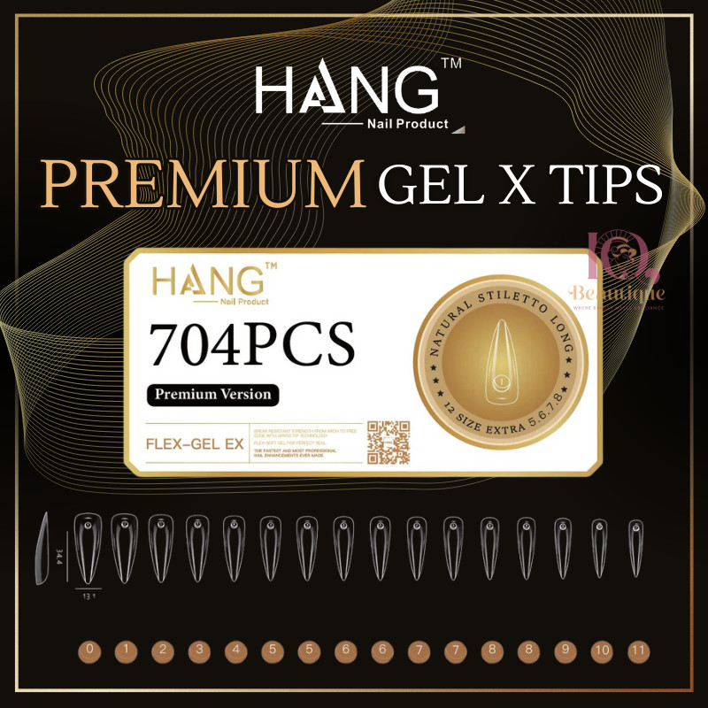 Hang Premium Version Flex-Gel X Tips Box – Stiletto Long (704ct)