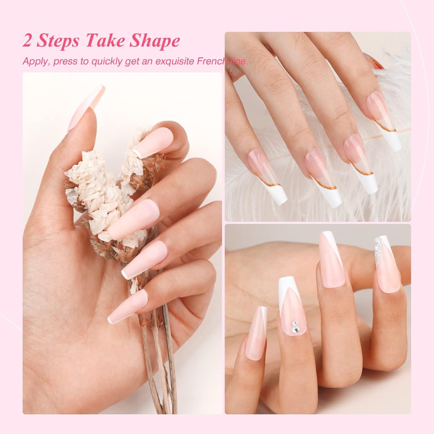 Saviland French Tip Nail Stp: Nail Art Stper Kit Clear Silicone Nails