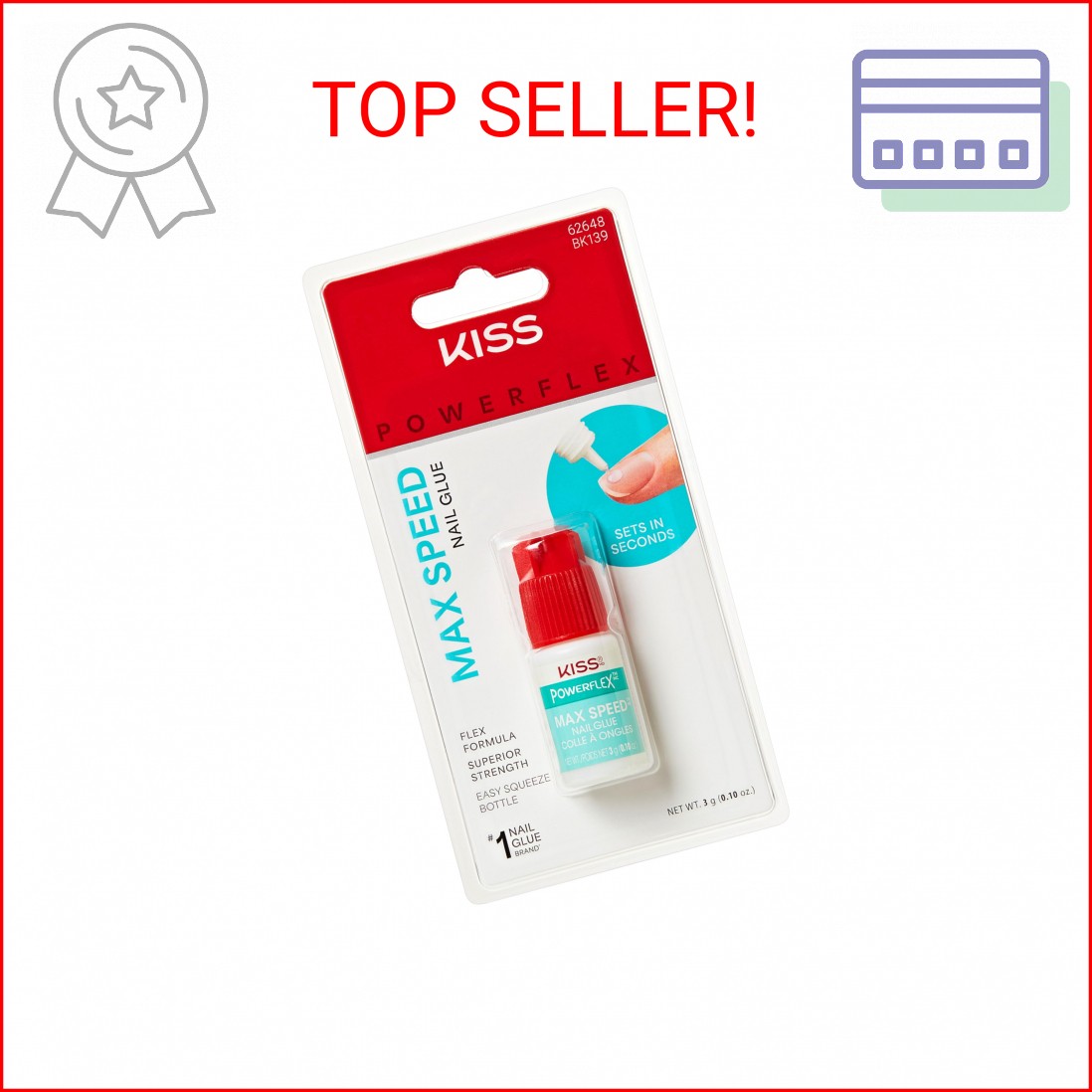 Kiss PowerFlex Maximum Speed Nail Glue – Fast Drying Adhesive for Glue-On Nails