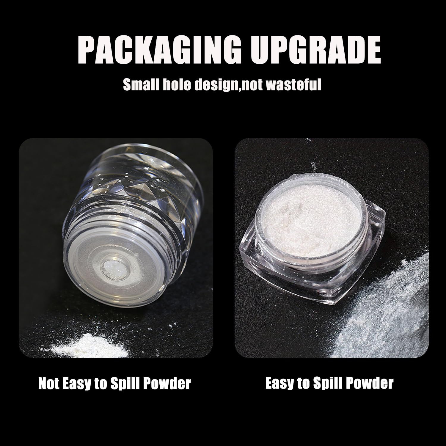 2Pcs White Chrome Nail Powder Moonlight Pearl Powder for Nails, Magic Clear Pear