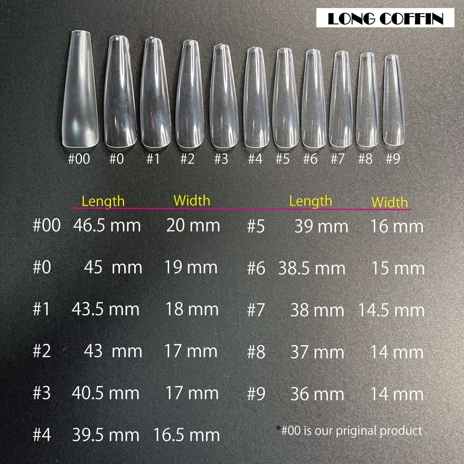 【 3 Type of Shape * 3 packs 】 Mixed Full Size Set of Clear Nail Tips
