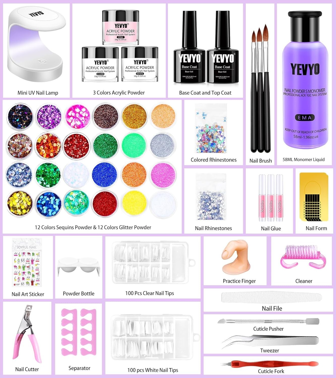 Acrylic Nail Kit with Everything for Beginners, Professional Nail Starter Kit ,