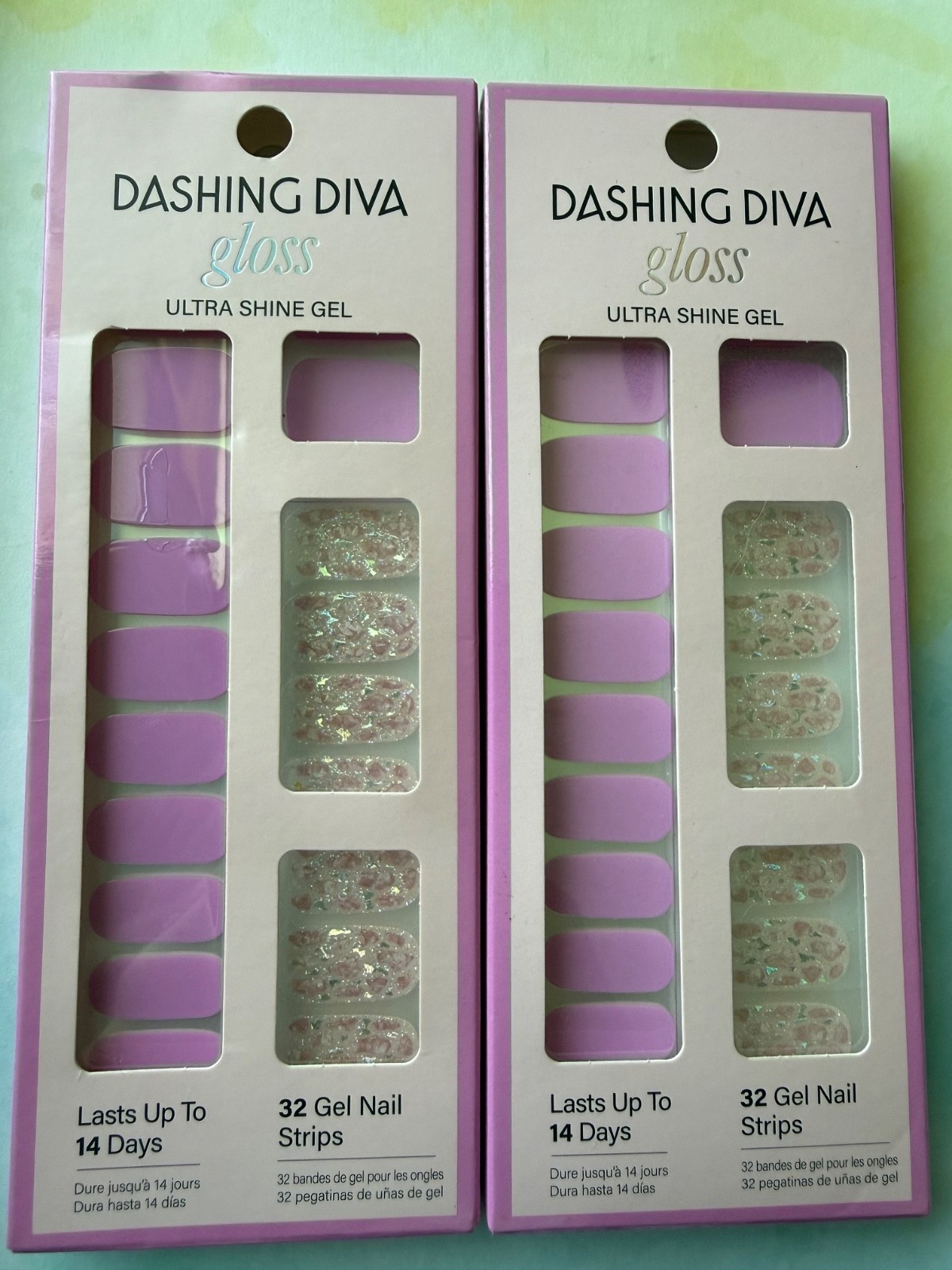 Lot of 2 Dashing Diva Gloss GS557 Oh My Orchid Gel Nail Strips NIB (1 Flawed)