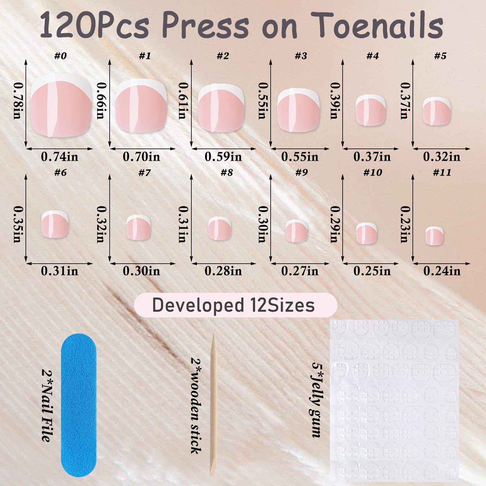 120Pcs Press On Toenails Short, White French Tips Toe Nail Press Ons for Perf…