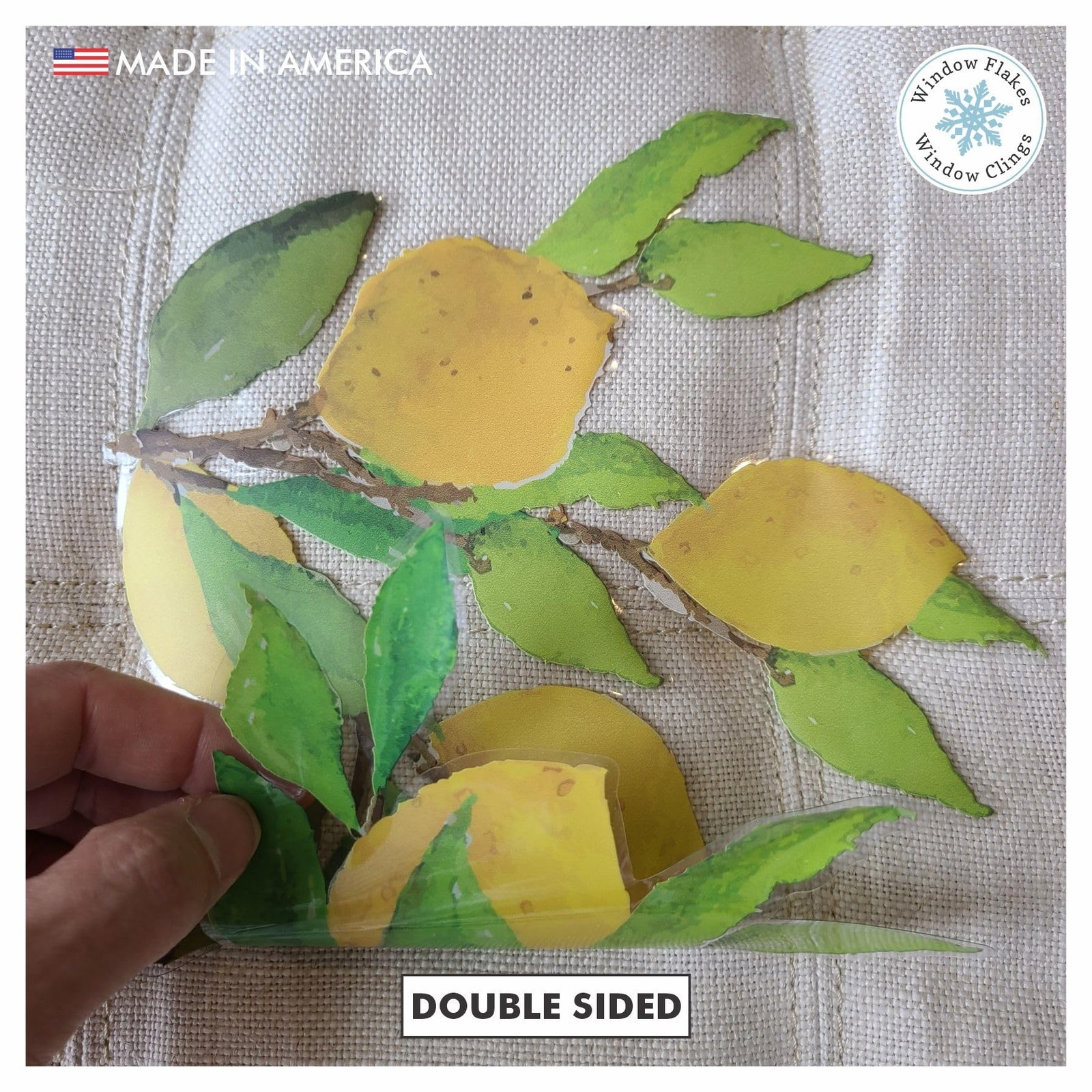 Lemon Branch Window Cling Sticker Decals for Home Décor and Kitchen Glass D