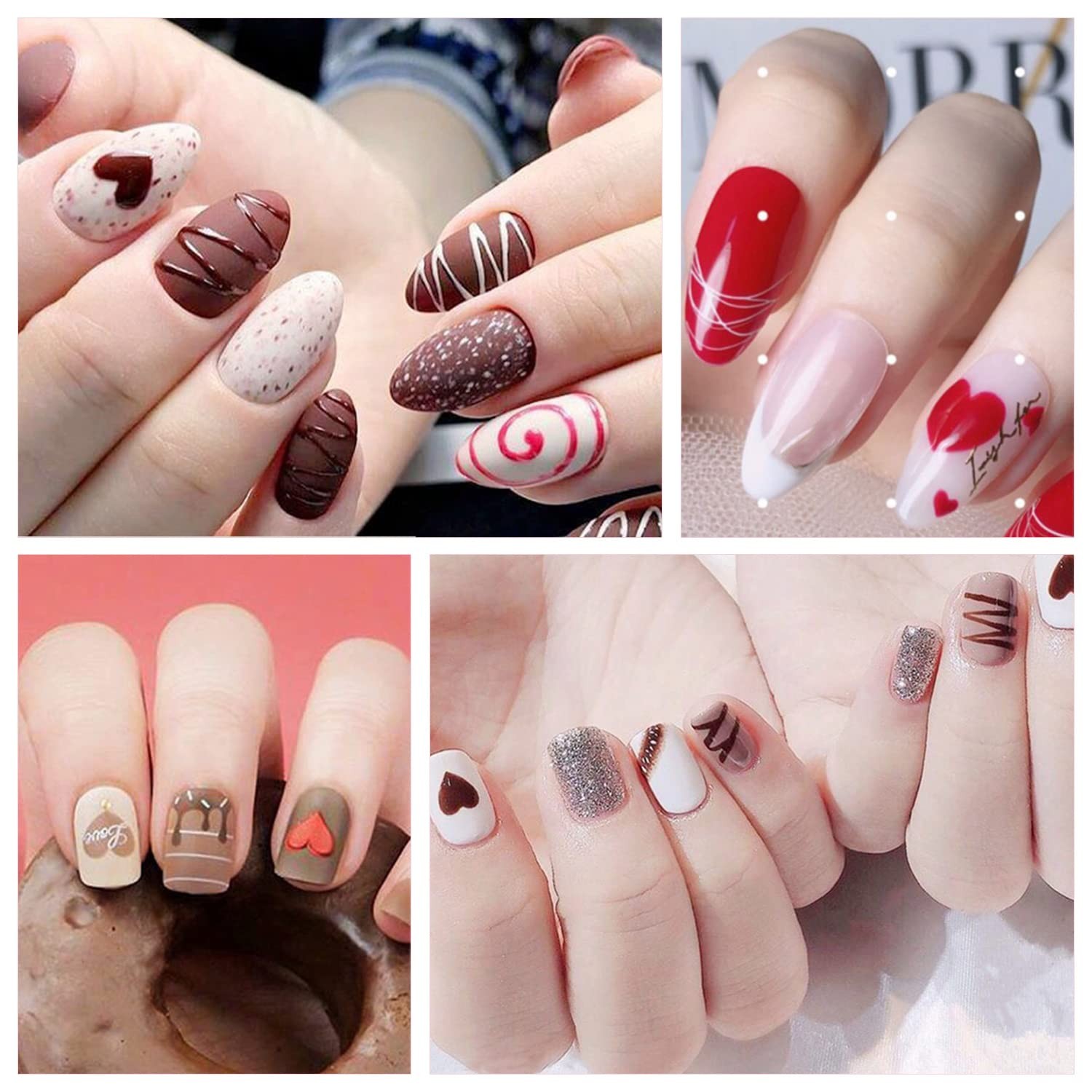 24 Sheets Valentine’s Day Nail Polish Strips Full Nail Wraps for Women Gel Na…