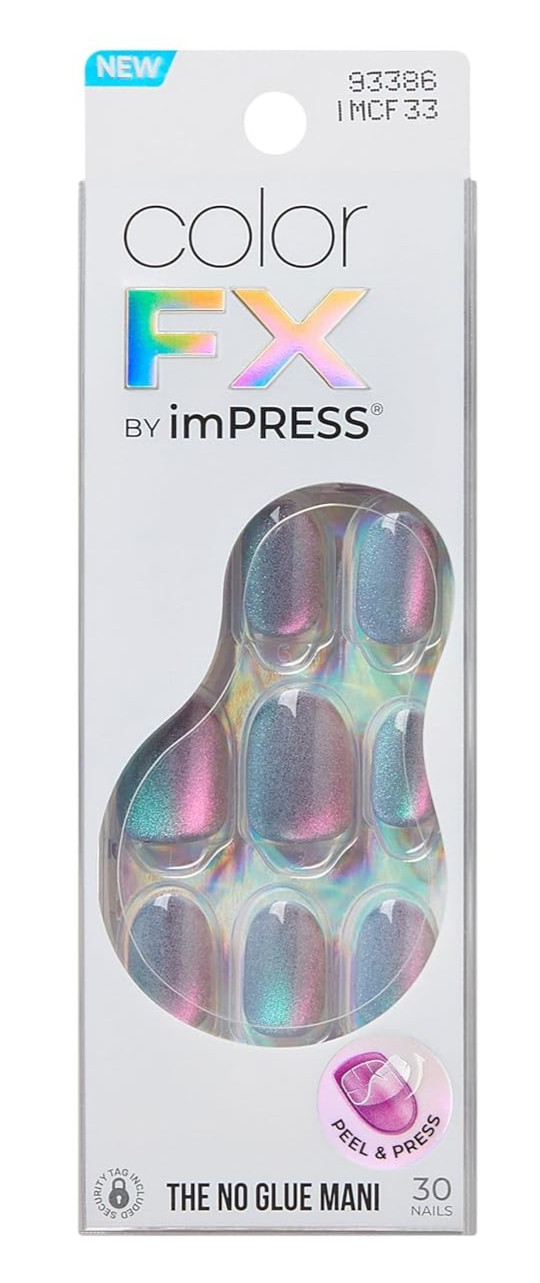 imPRESS Color FX 30 Press On Nails Women Fly Up Silver No Glue Mani 93386 NEW