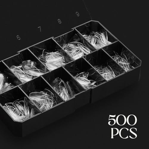 500pc Soft Gel Nail Tips – Natural Almond, 11 Sizes 00-9, Premium Quality Tips