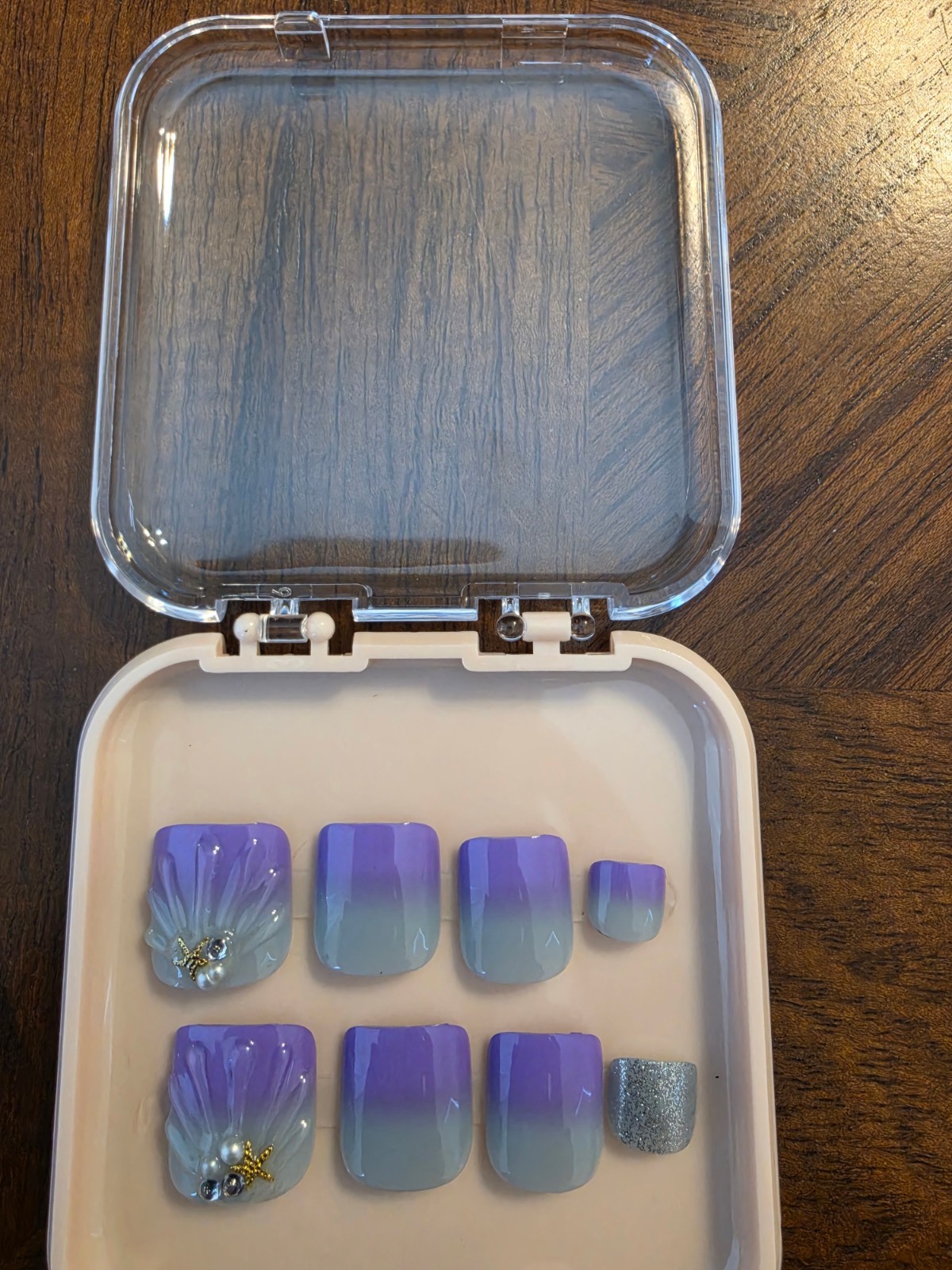 Mermaid Blocks Press-On Nails | Blue and Purple | Small square| 10-Piece Set