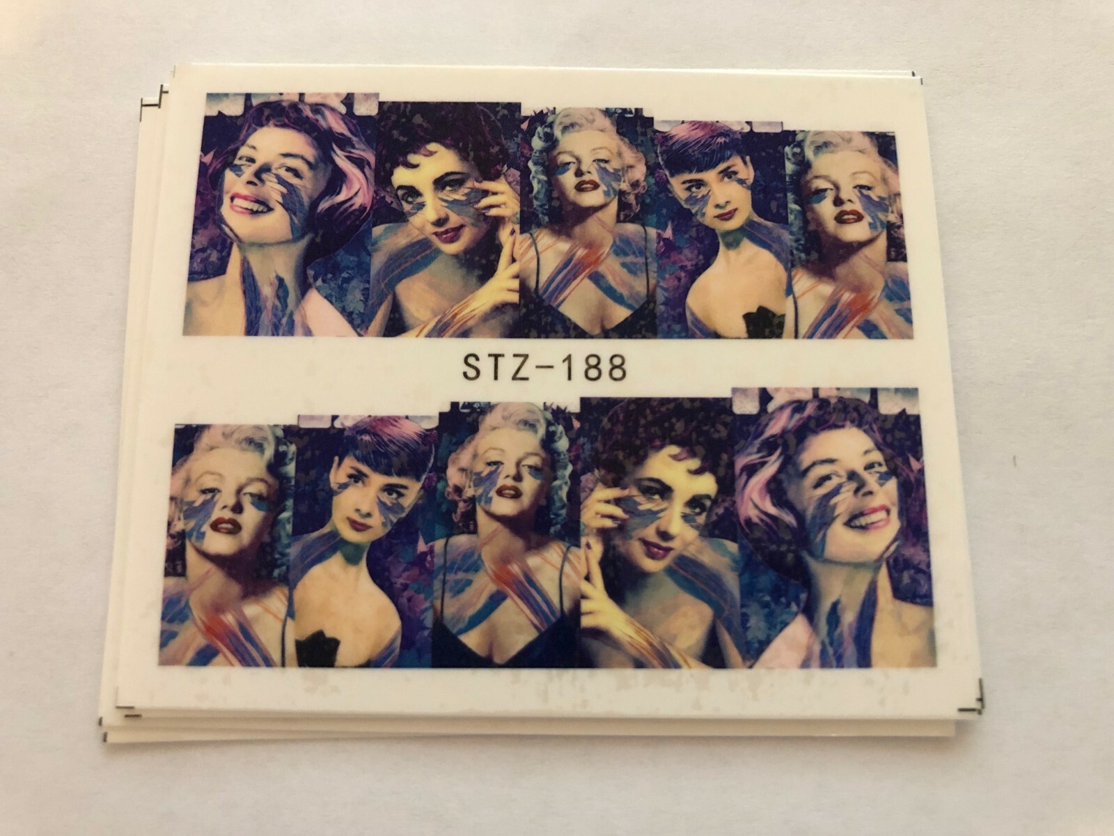 Full Wrap Water Transfers Nail Art Decals Pop Audrey Hepburn Sexy Marilyn NS11