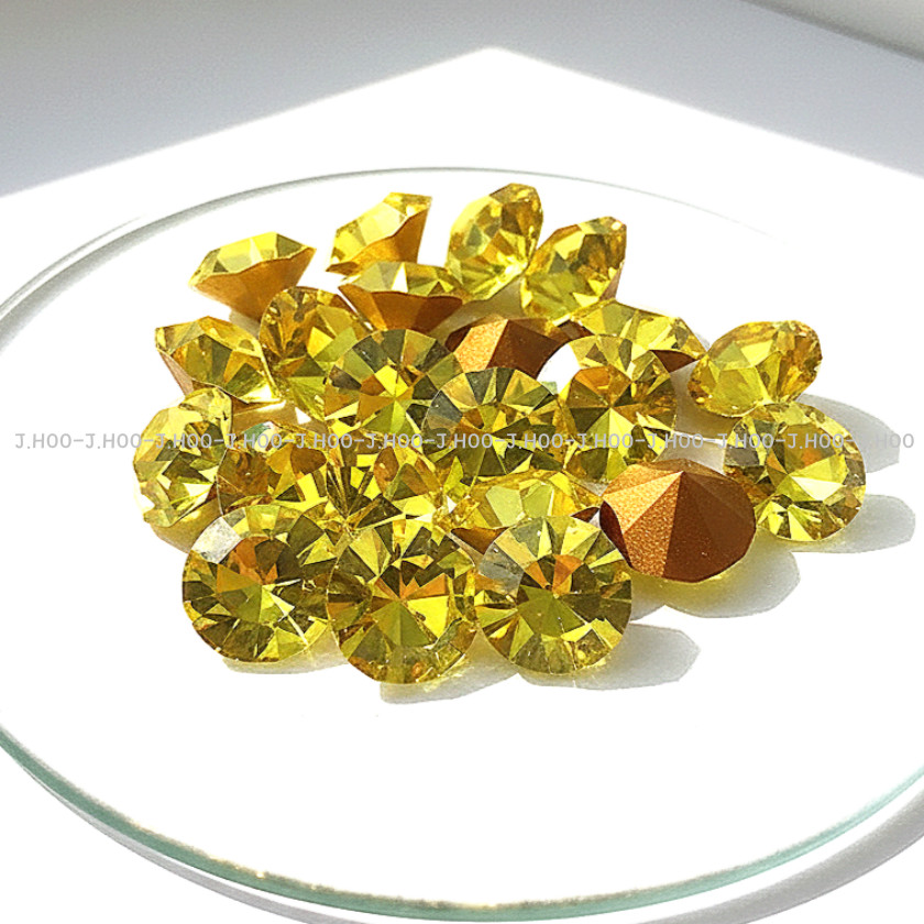 Preciosa Czech Citrine V-Cut Round Stone Pointed Back