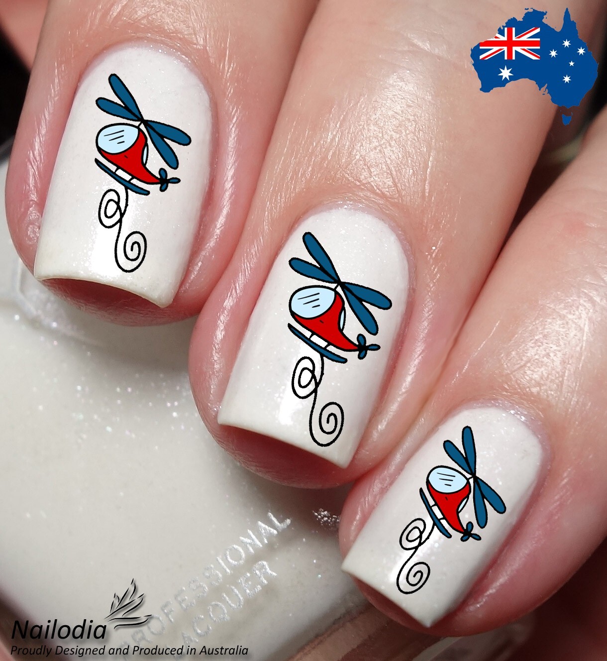 Chopper Helicopter Nail Art Decal Sticker Water Transfer Wrap