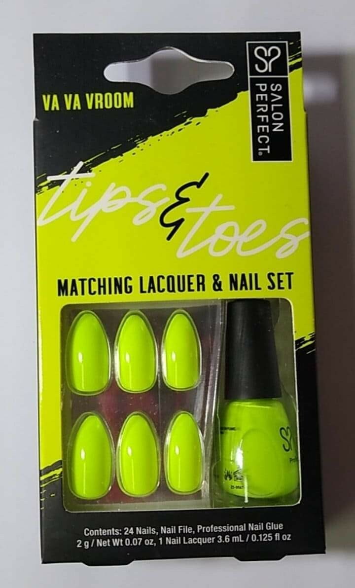 Salon Perfect Tips & Toes Matching Lacquer & Nail Set Va Va Vroom, 24pc Nails
