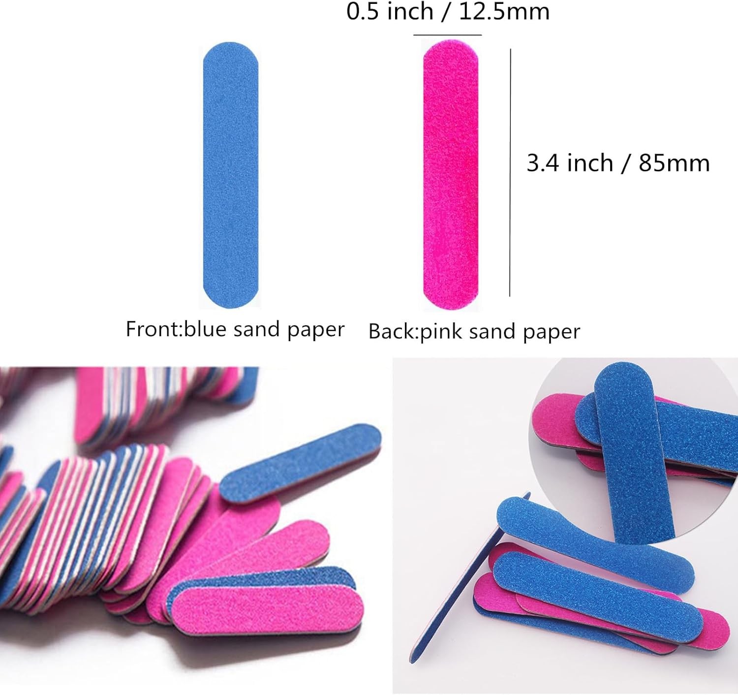 Mini Nail Files Bulk, 2 Inches Disposable Double Sided Emery Boards