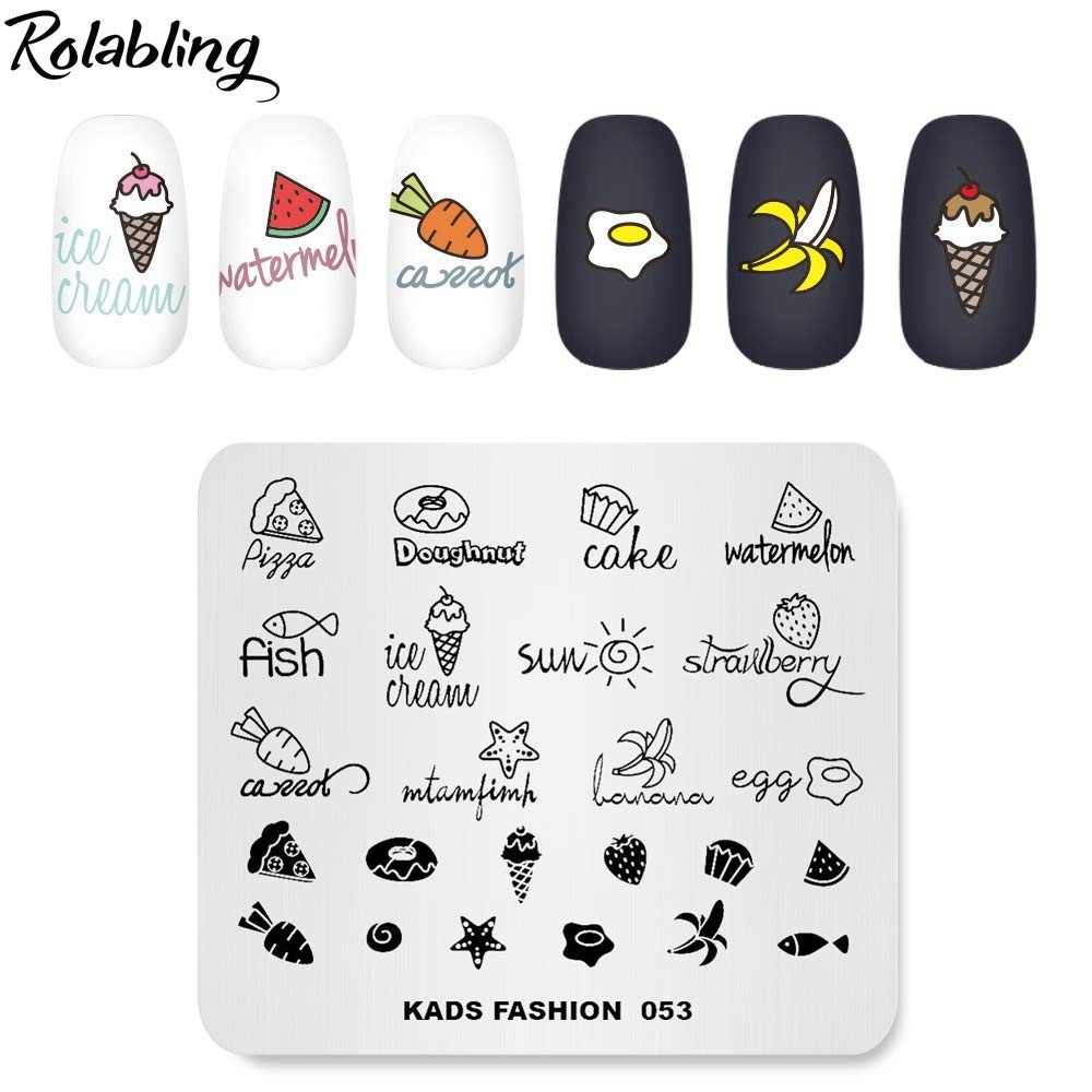 Nail Stamping Plate Fashion Food Fruit Summer Cake Fish Ice Cream Theme Multi…