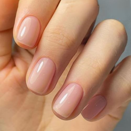 Natural Nude Pink Nails Press – Extra Short Squoval Apricot Elegance