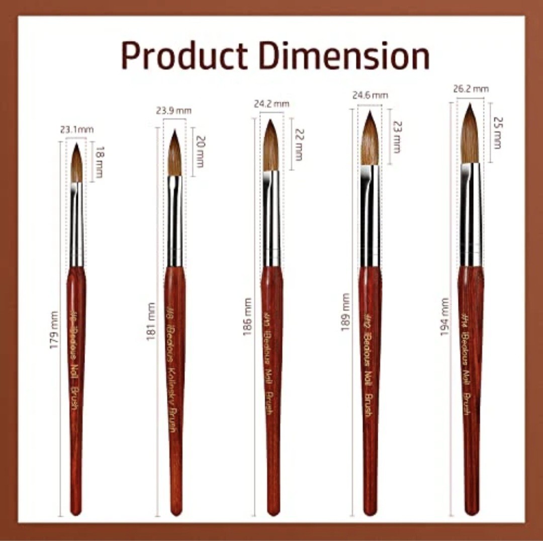 iBealous & Easkep Kolinsky Nail Brushes #8