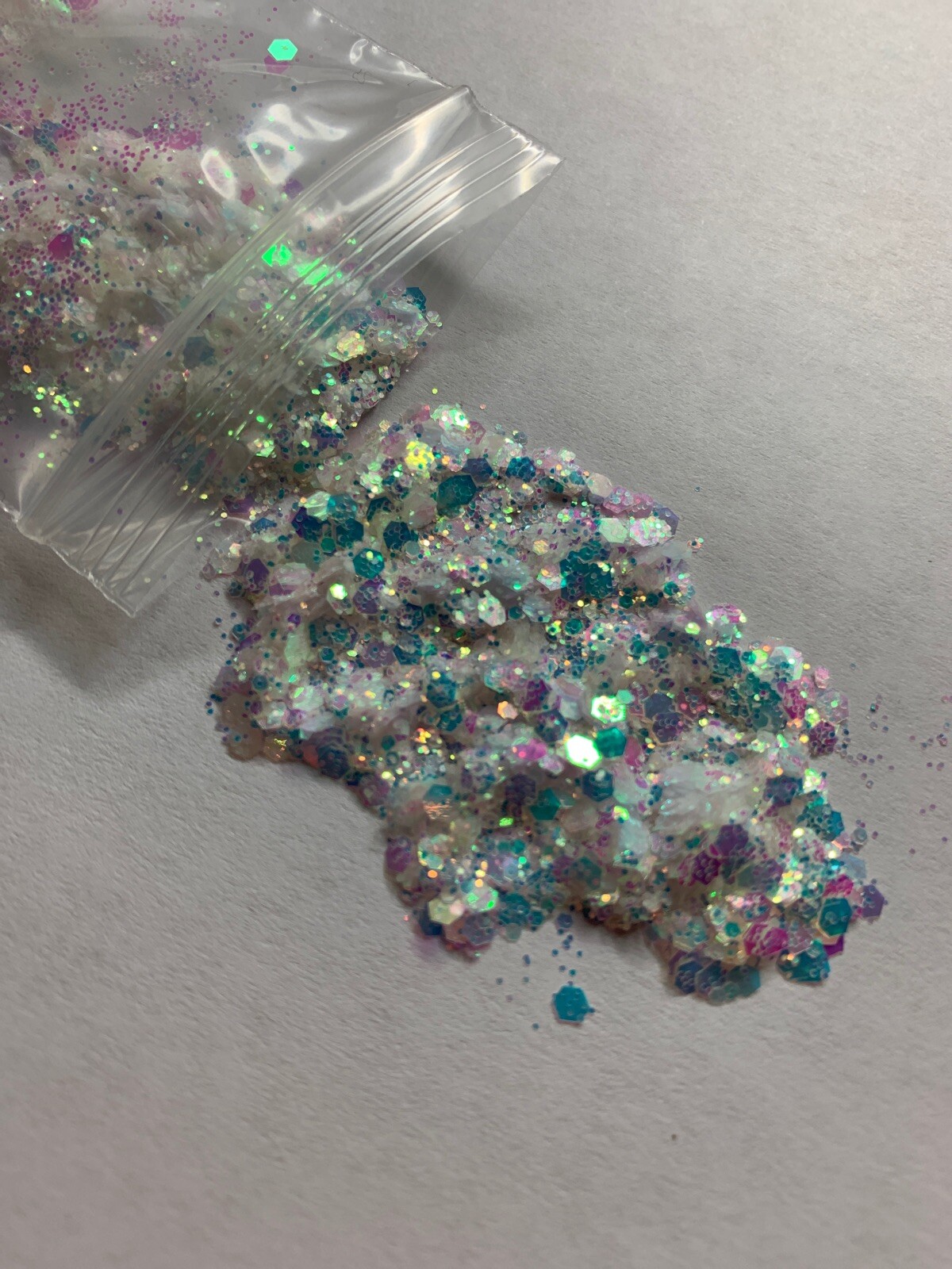 Holographic Iridescent Hexagon Mix Size Glitter | 1 TSP | Gel Nail Art & Acrylic
