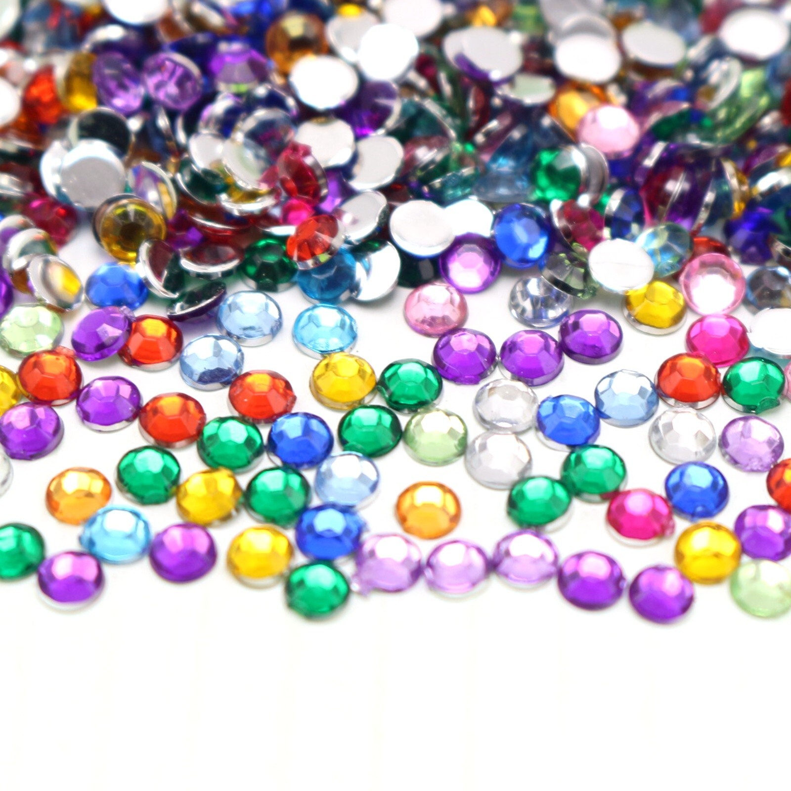 2000 Mixed Color Acrylic Faceted Round Flatbacks Rhinestone Gems 3mm 12ss