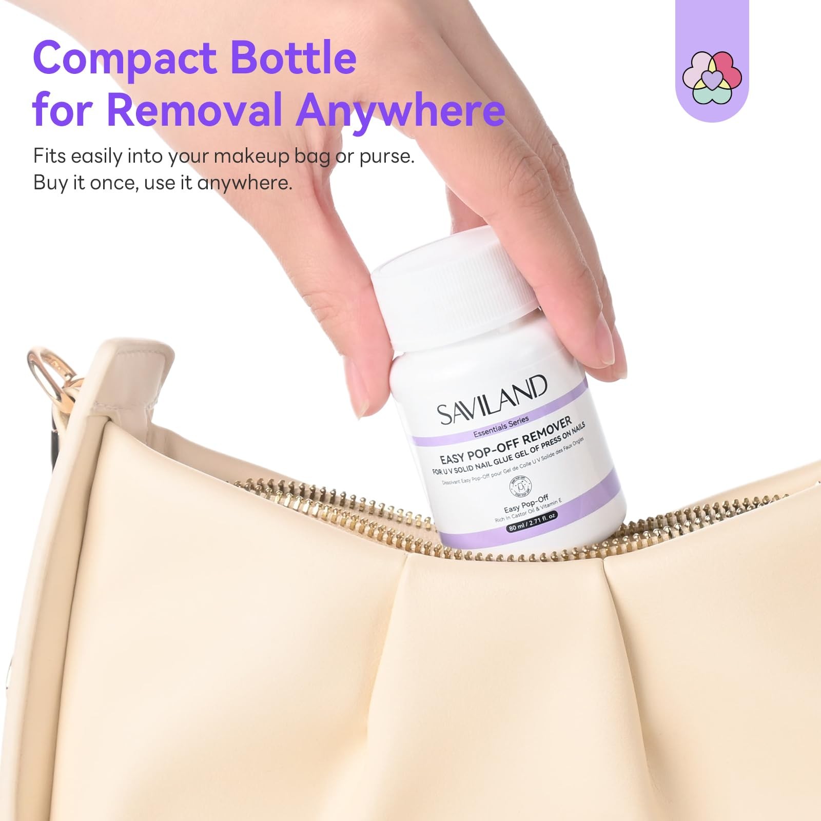 SAVILAND Plant-Based Nail Polish Remover Kit: 6.76 fl.oz Non Acetone Purple-4