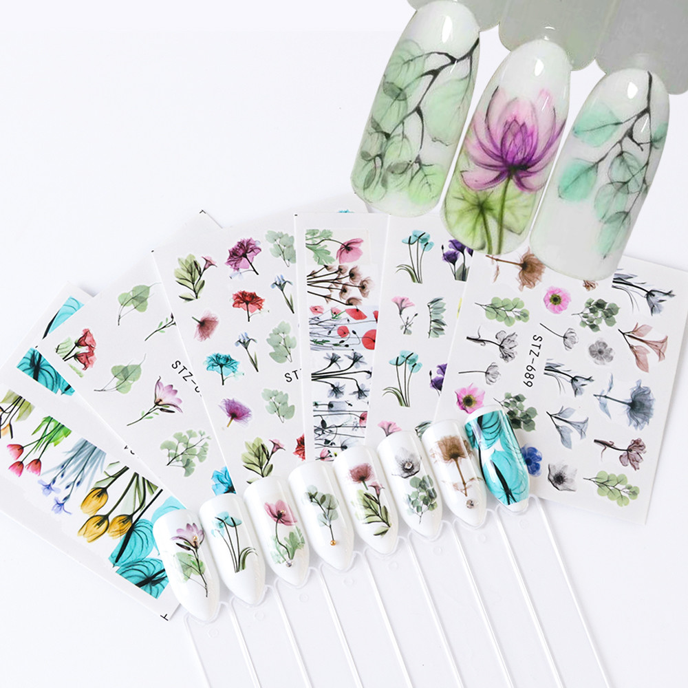Nail Art Water Transfer Sticker Flower Rose Butterfly Flamingo Seashell Decals