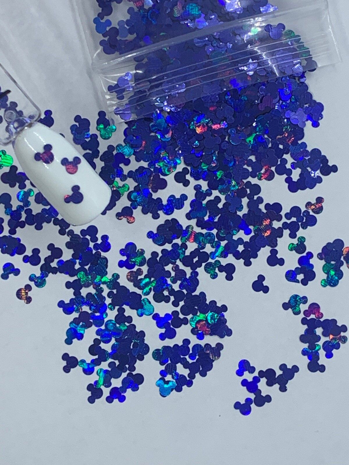 Holographic Blue Mickey Mouse Nail Glitter | 1 TSP | Gel Nail Art & Acrylic