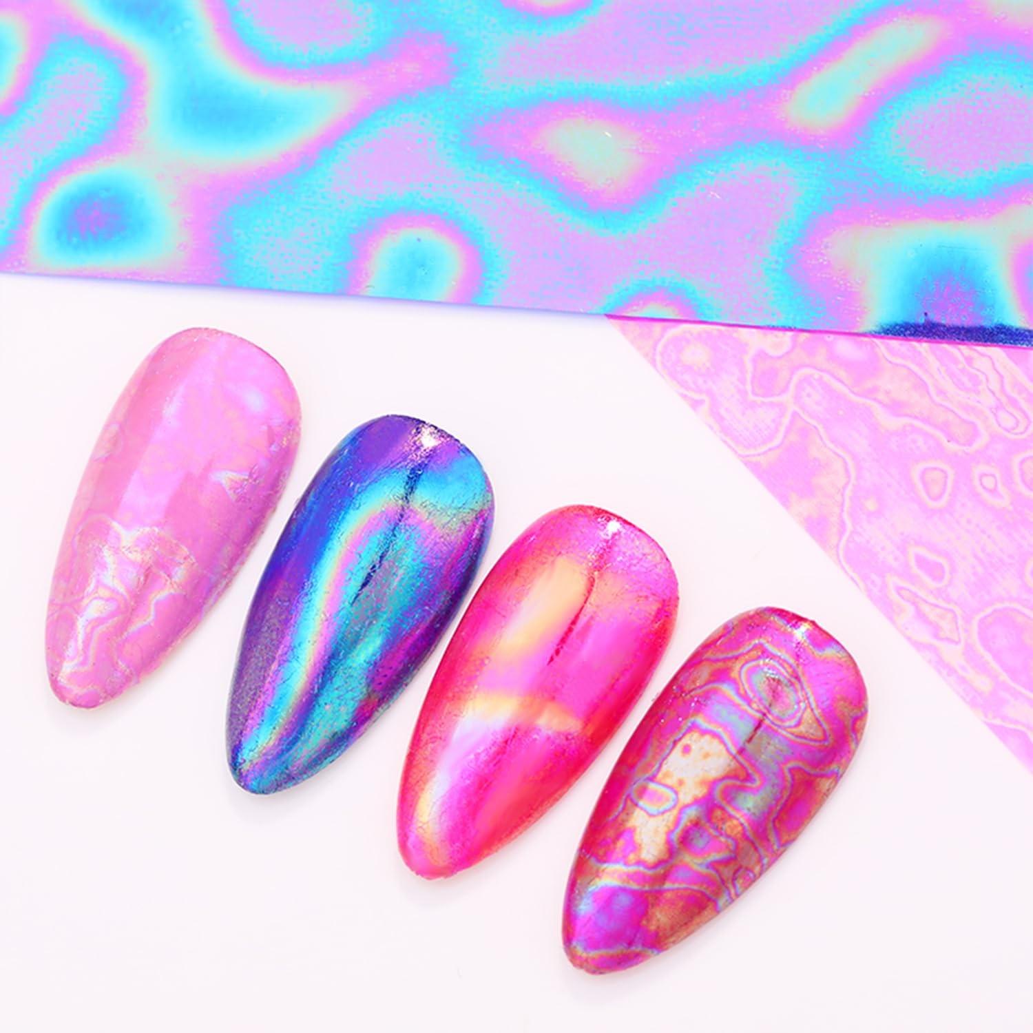 JERCLITY 10 Rolls Aurora Iridescence Nail Foil Transfer
