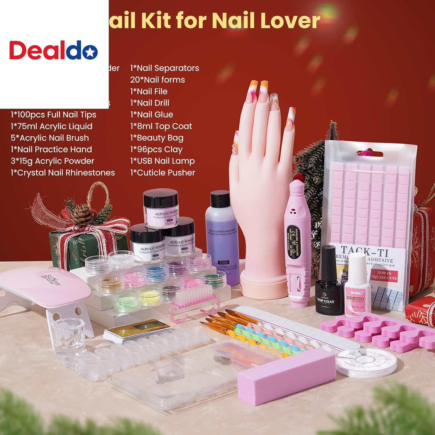 Nail Kit for Beginners with Everything: Practice Hand Acrylic Nail Set Professio
