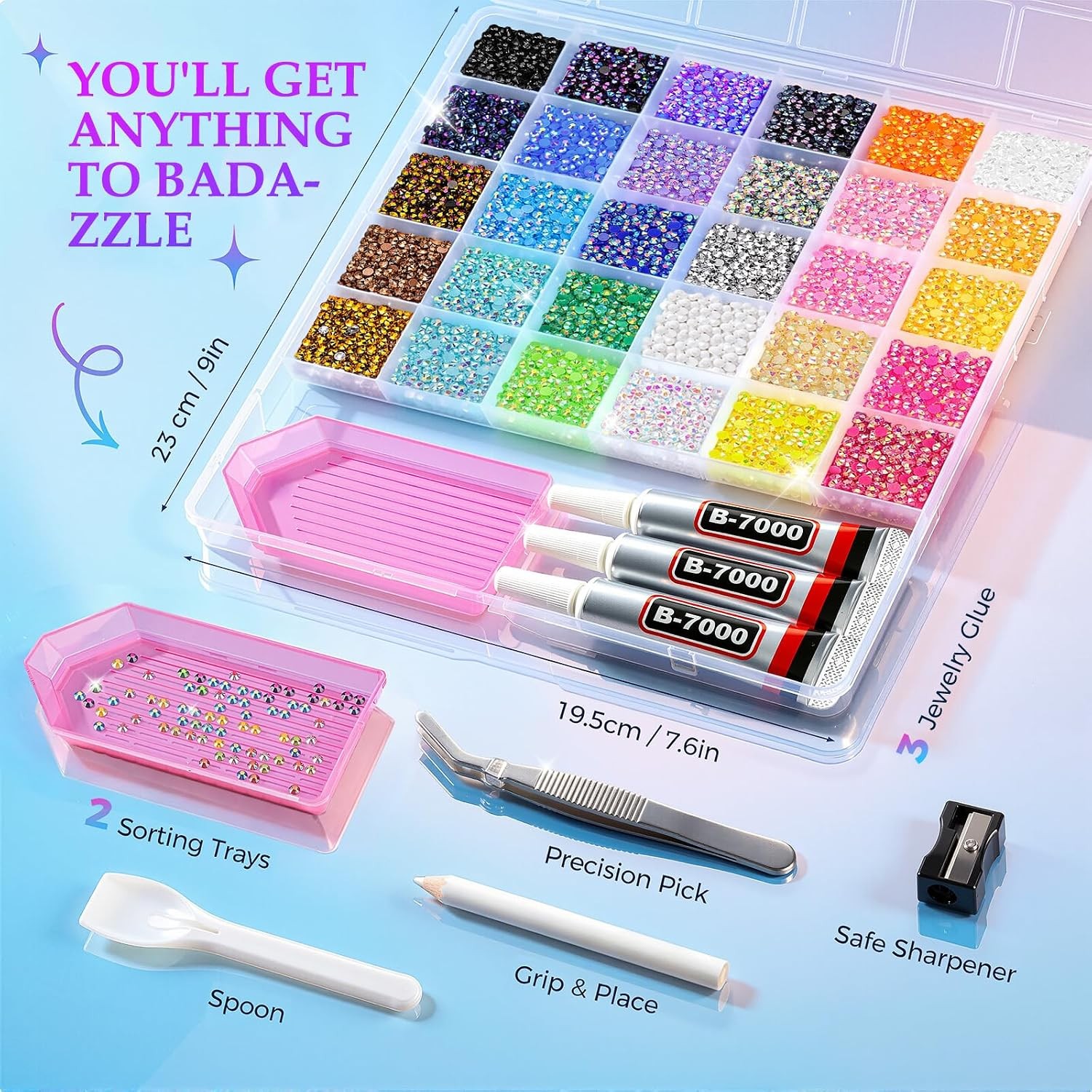 40000Pcs 30 Colors 3mm Flatback Rhinestones Bedazzling Kit Diamond Rhinestones
