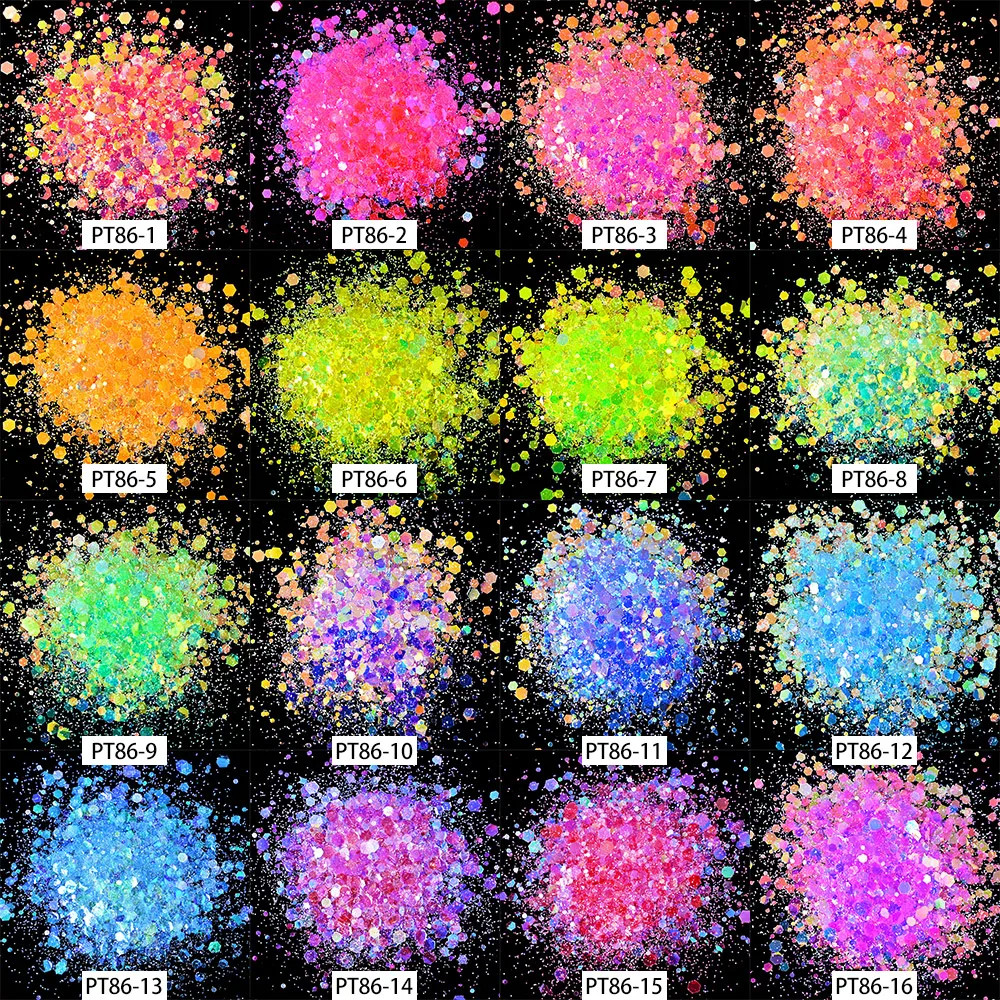 50G/Bag Holographic Mixed Hexagon Shape Chunky Nail Glitter Sequins Sparkly