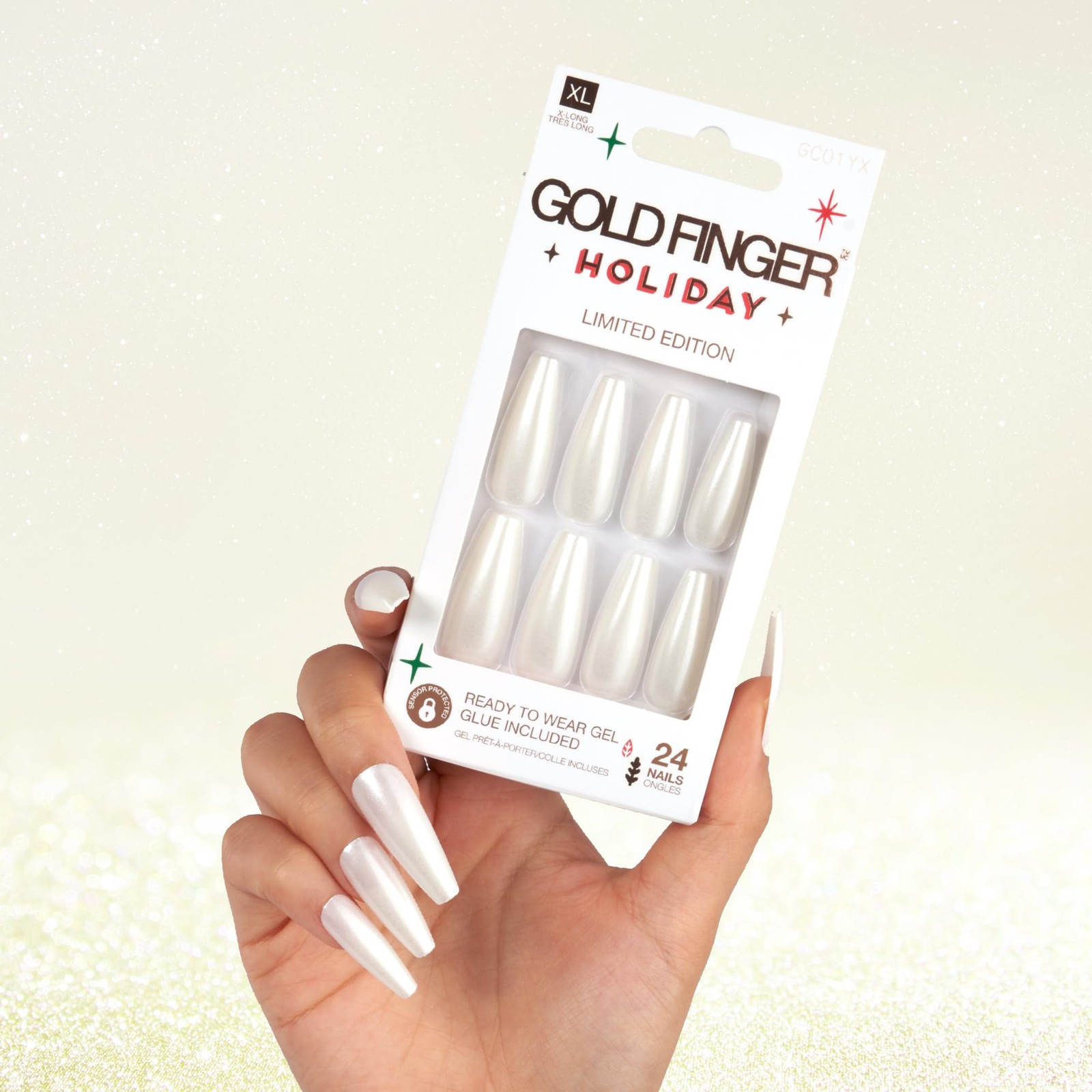 24 Pcs Holiday Press On Nails – Christmas French Tip Square Coffin Oval Fake …