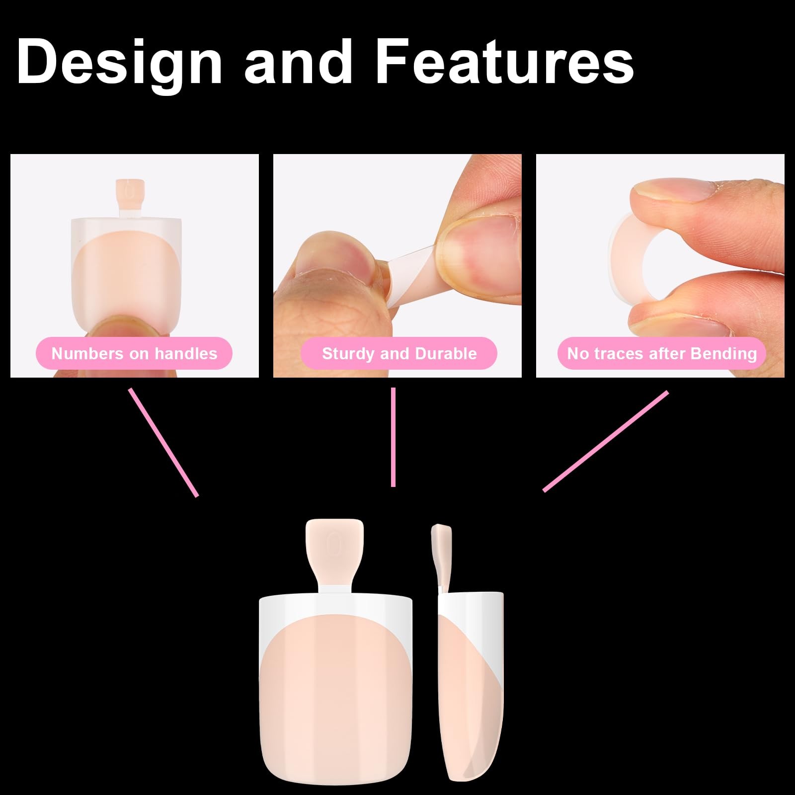 300 Pcs French Tip Toe Nail Tips Press on- Anyos Real Square Nail Tips,Full C…