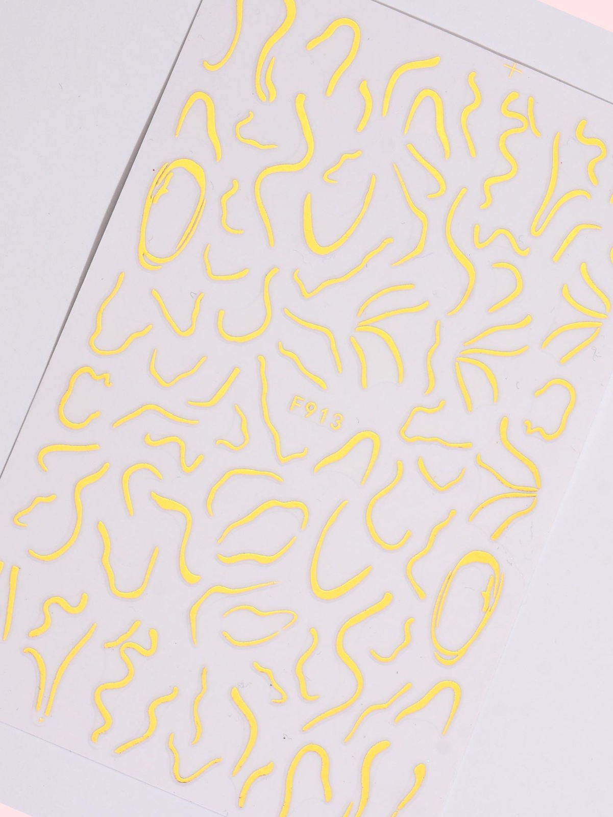 Abstract Metallic Gold Nail Art Stickers 3pcs Irregular Line Geometry Summer