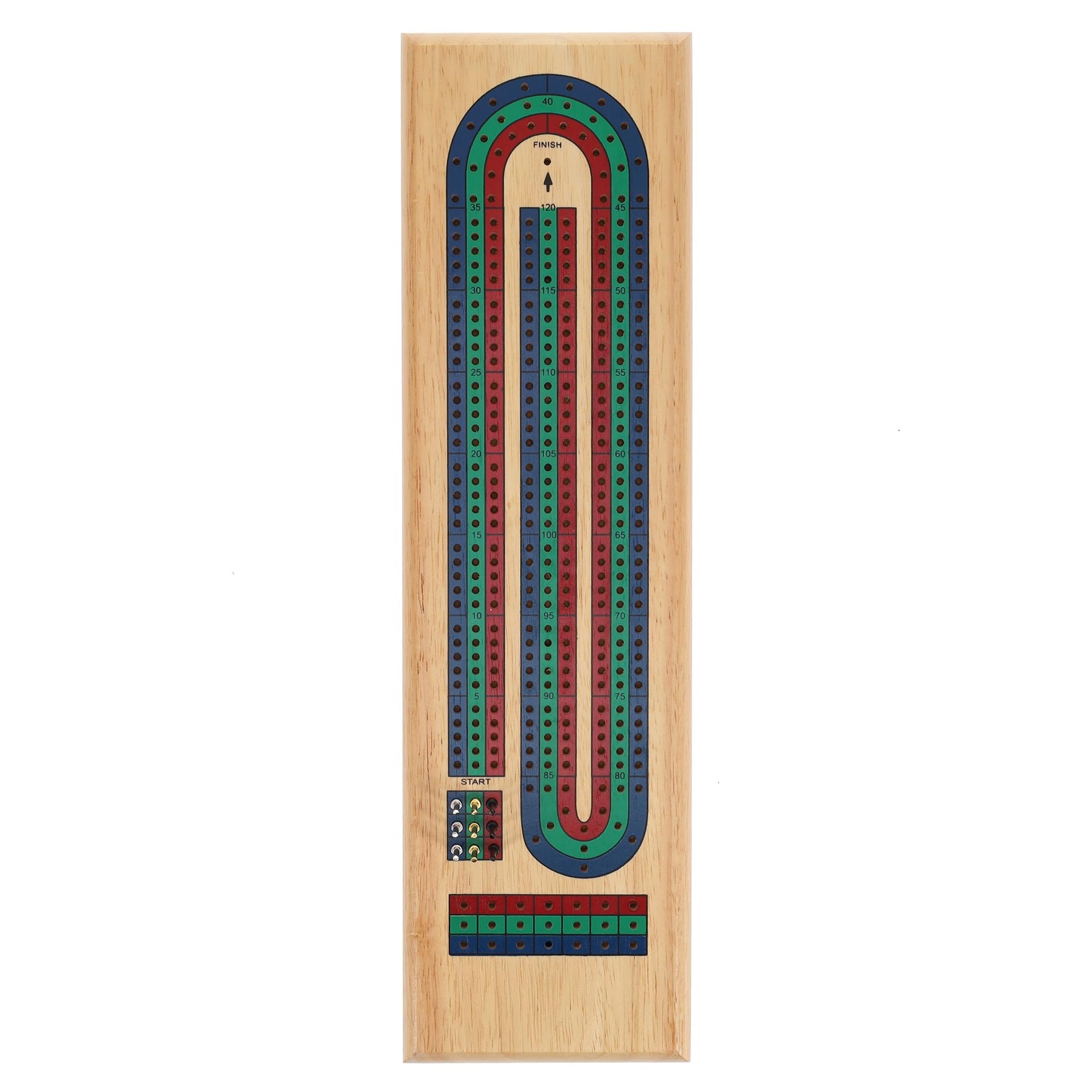 Wood Expressions Cribbage 3 Track – Red Blu Gre Medium, Brown