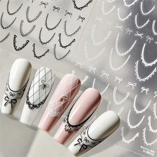 French Line Nail Art Stickers Aesthetic Lace Lines French Tip Nail Stickers