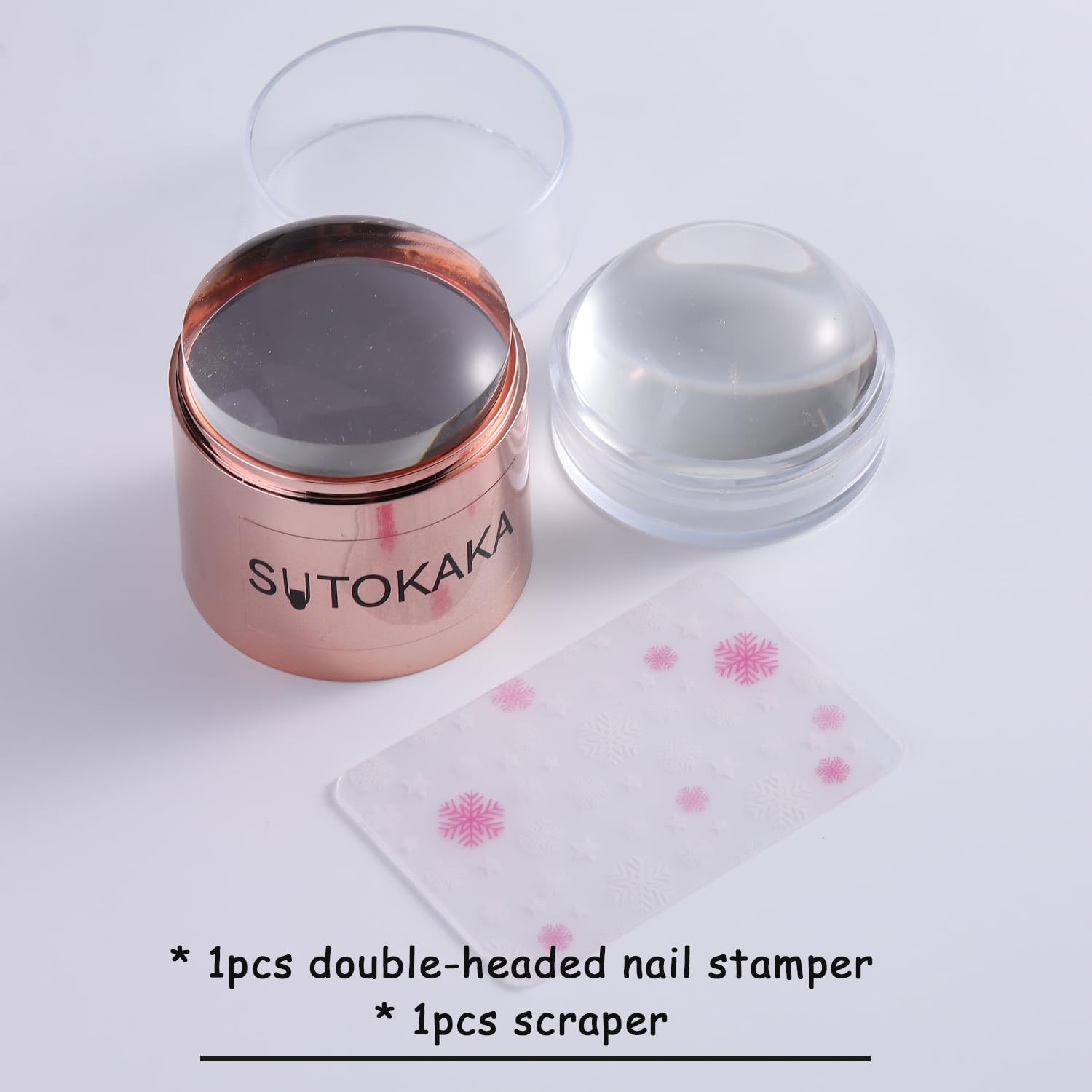 French Tip Nail Stamp, Double Headed Clear Silicone Nails Stamper with Scrape…