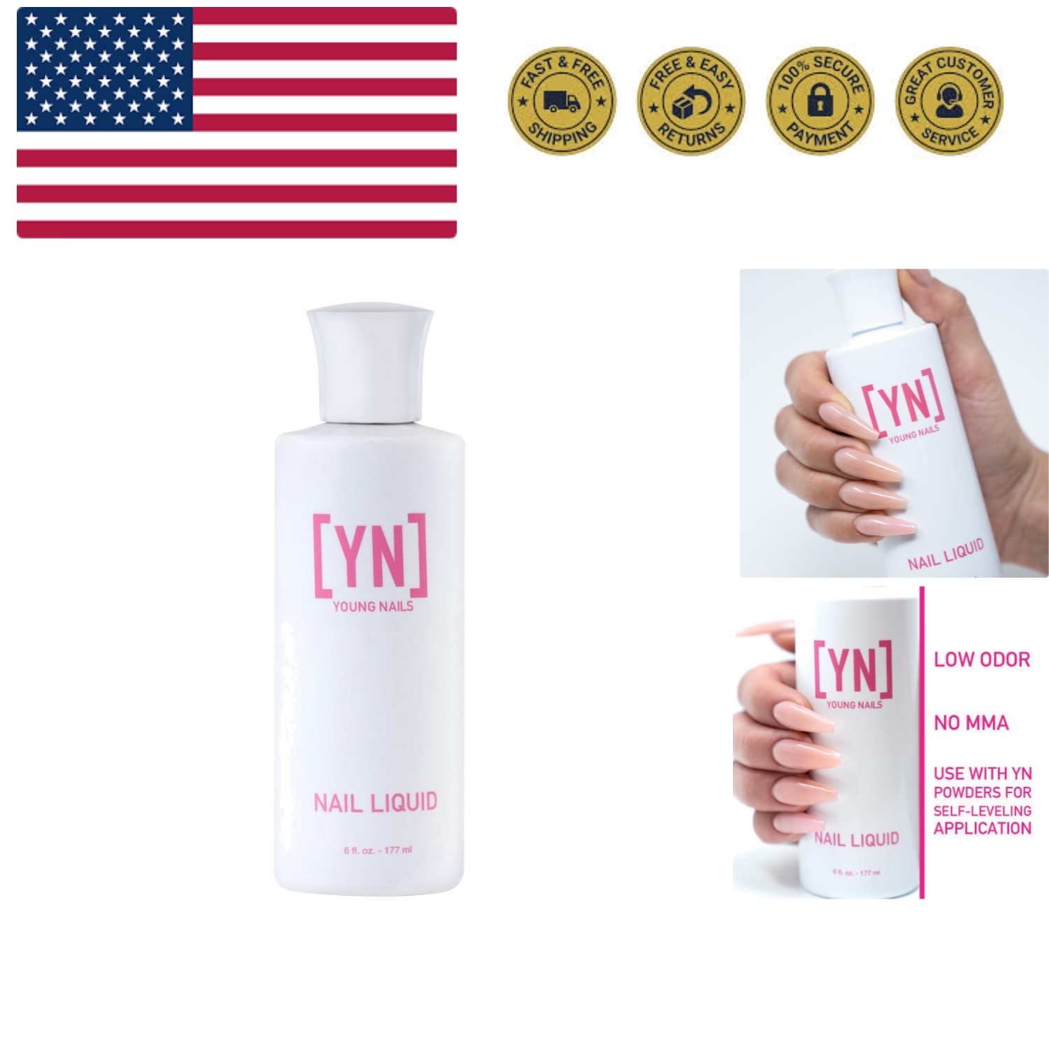 Young Nails Nail Liquid. Professional Grade High Quality Monomer. Use with Na…