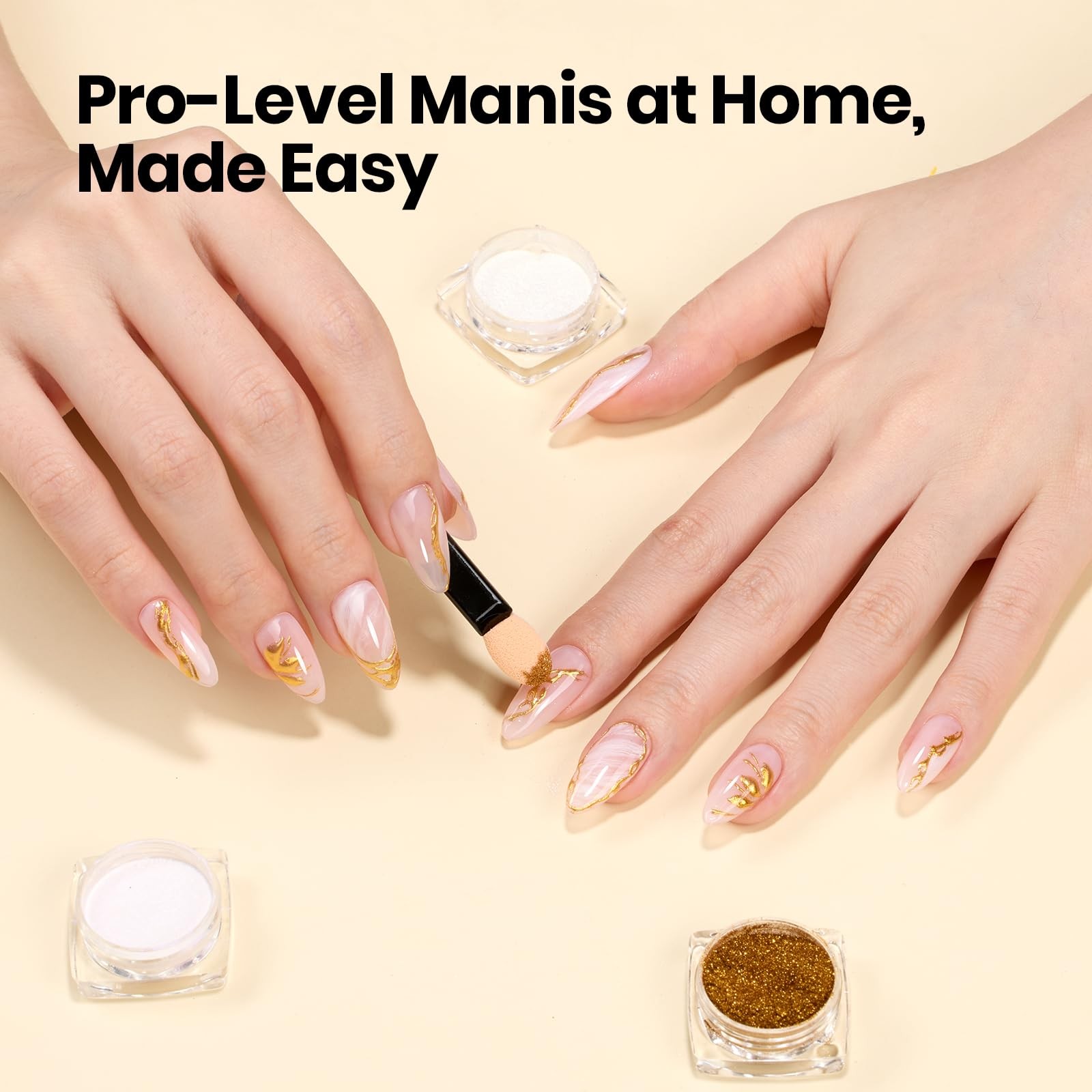 Beetles Chrome Nail Powder Set 8 Colors Holographic Pearl Aurora and Gold | S…