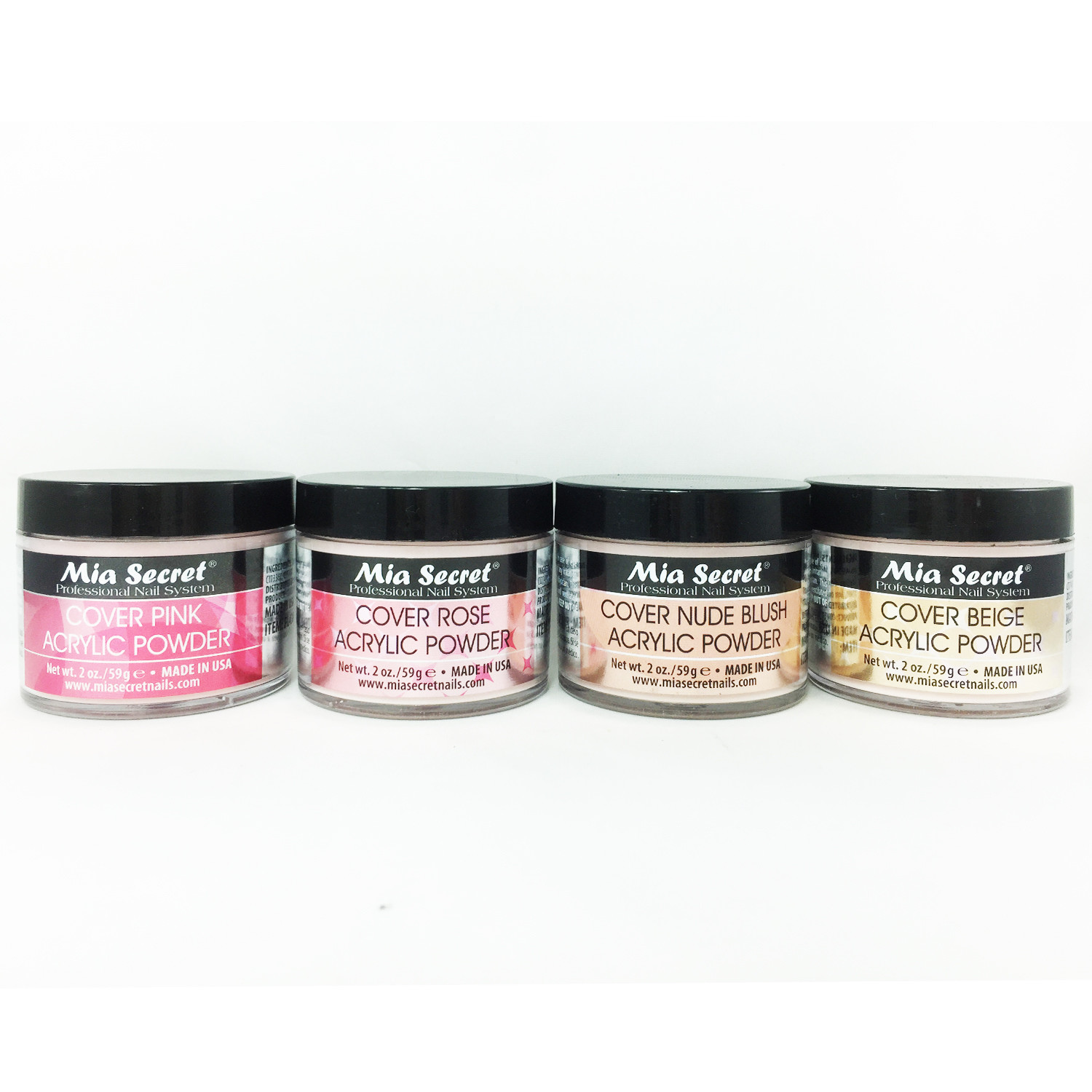 Mia Secret Acrylic Powder – Cover Beige/Pink/Rose/Nude 2 oz each – 4 pcs set