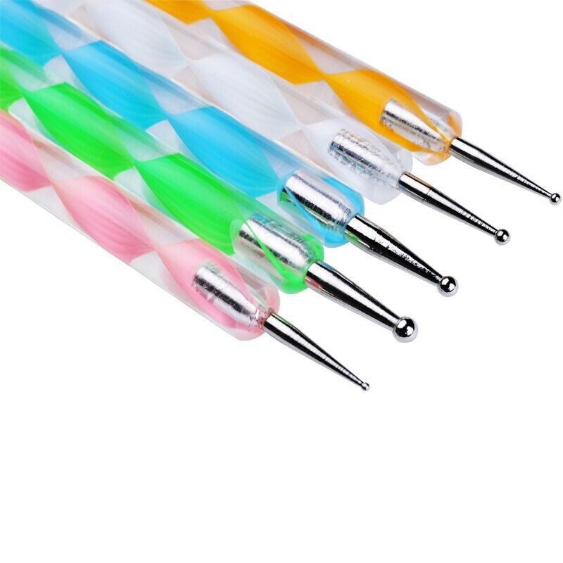 Marbleizing Nail 5x Set Manicure Pen Tool Painting Pen Crystal Art Dotting Kit