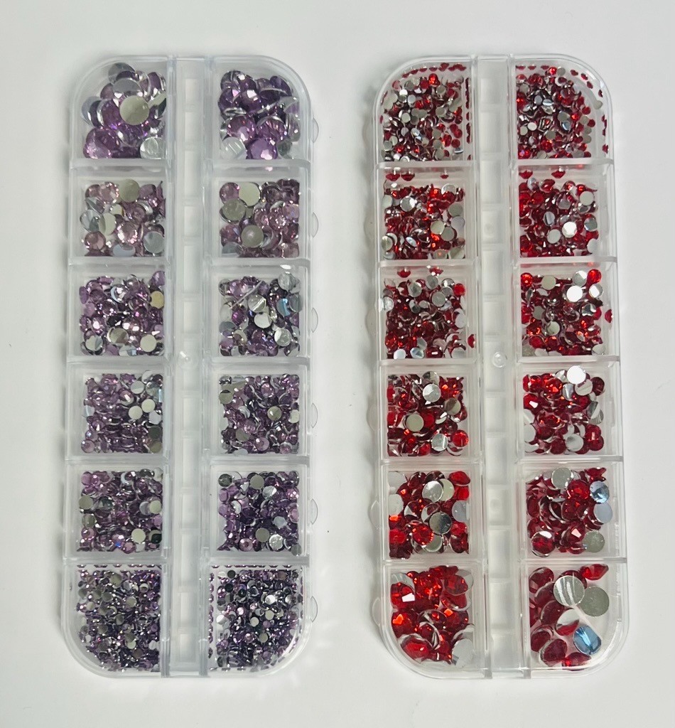 Multicolor Crystal and Resin Round Nail Jewelry Crafting Gems Multipack Kit