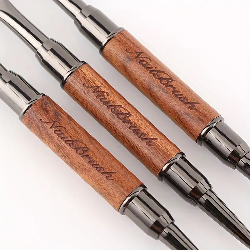 Sandalwood Handle Double-Ended Nail Art Brushes | Gel UV Acrylic Painting & Line