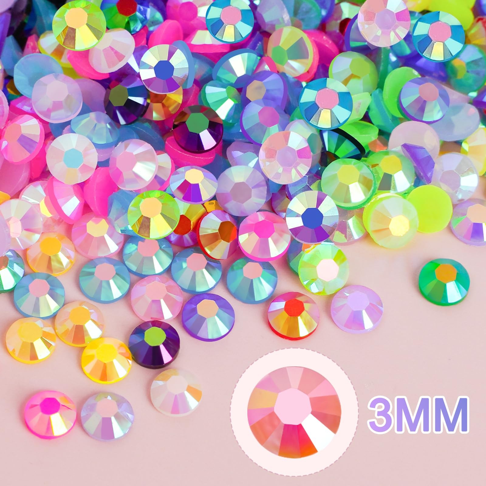 18000Pcs Resin Jelly Rhinestones for Bedazzling, Multicolor 3mm Flatback Rain…