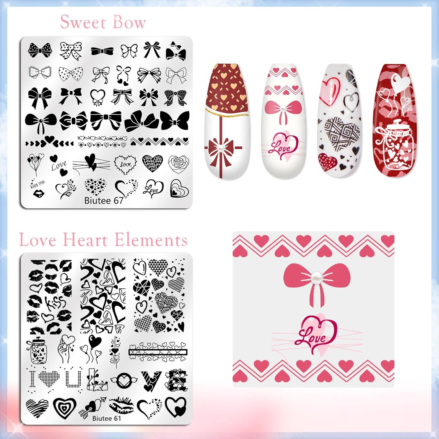 Nail Stamping Kit with 16 Nail Stamping Plates, Clear Jelly Nail Stamper, 2 Scra