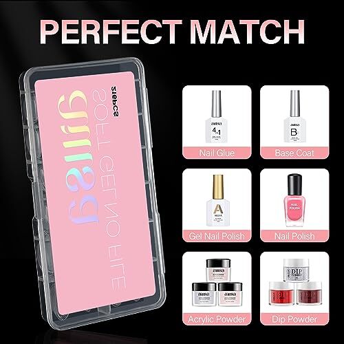 Nail Tips Soft Gel Pre-Shaped Acrylic Nail Tips Half Matte Full Short Almond
