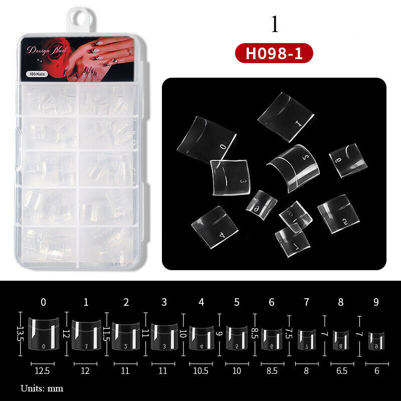 100PCS Box Nail Tip French Fake Art Nails Half Cover Artificial Acrylic Short
