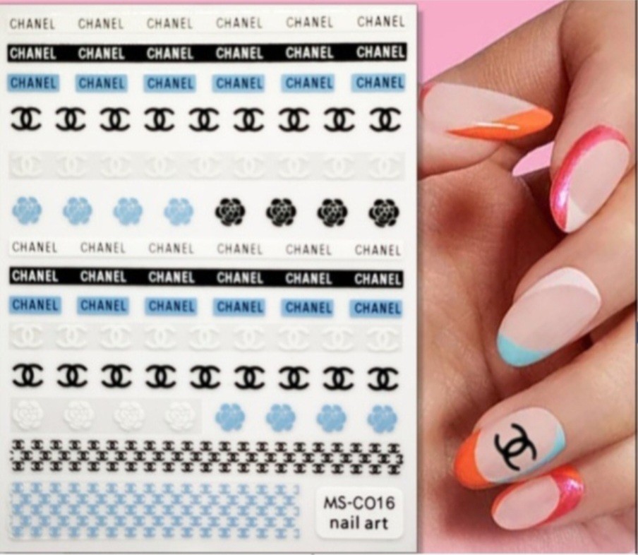 NWT NAIL ART DESIGN SELF-SEAL STICKERS SOLID BLACK, WHITE & BLUE!